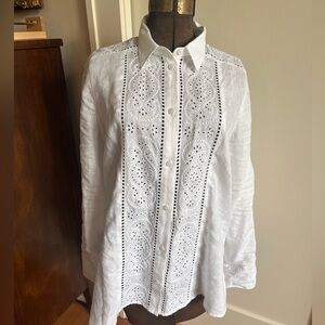 Garçon Classic Shirt in White Eyelet Linen by J. Crew size 10